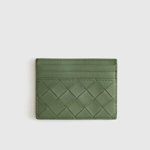 Quince Sage Green Italian Handwoven Leather Small Card Case